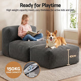 Artiss Foldable Bean Bag Sofa Bed Cloud Couch Boneless Floor Lounger Chair Grey