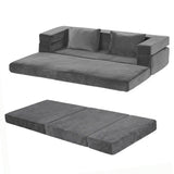 Artiss 3-in-1 Convertible Sofa Bed with Folding Mattress Velvet Foam Chair 300KG