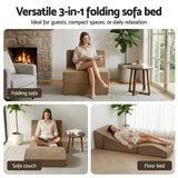 Artiss Folding Sofa Bed Convertible Armless Foam Floor Futon Lounger Couch Brown