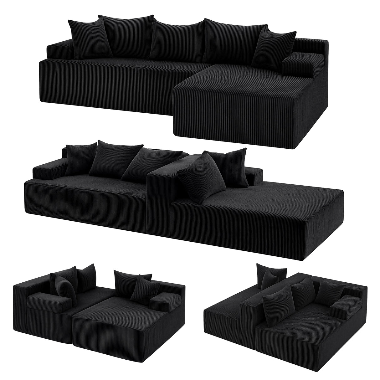 Artiss Modular Sectional Sofa Bed Convertible L-Shaped Couch with Deep Seat for Living Room
