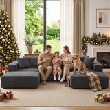 Artiss Modular Sectional Sofa Bed U-Shape 4-Seater Couch Chaise Ottoman Corduroy