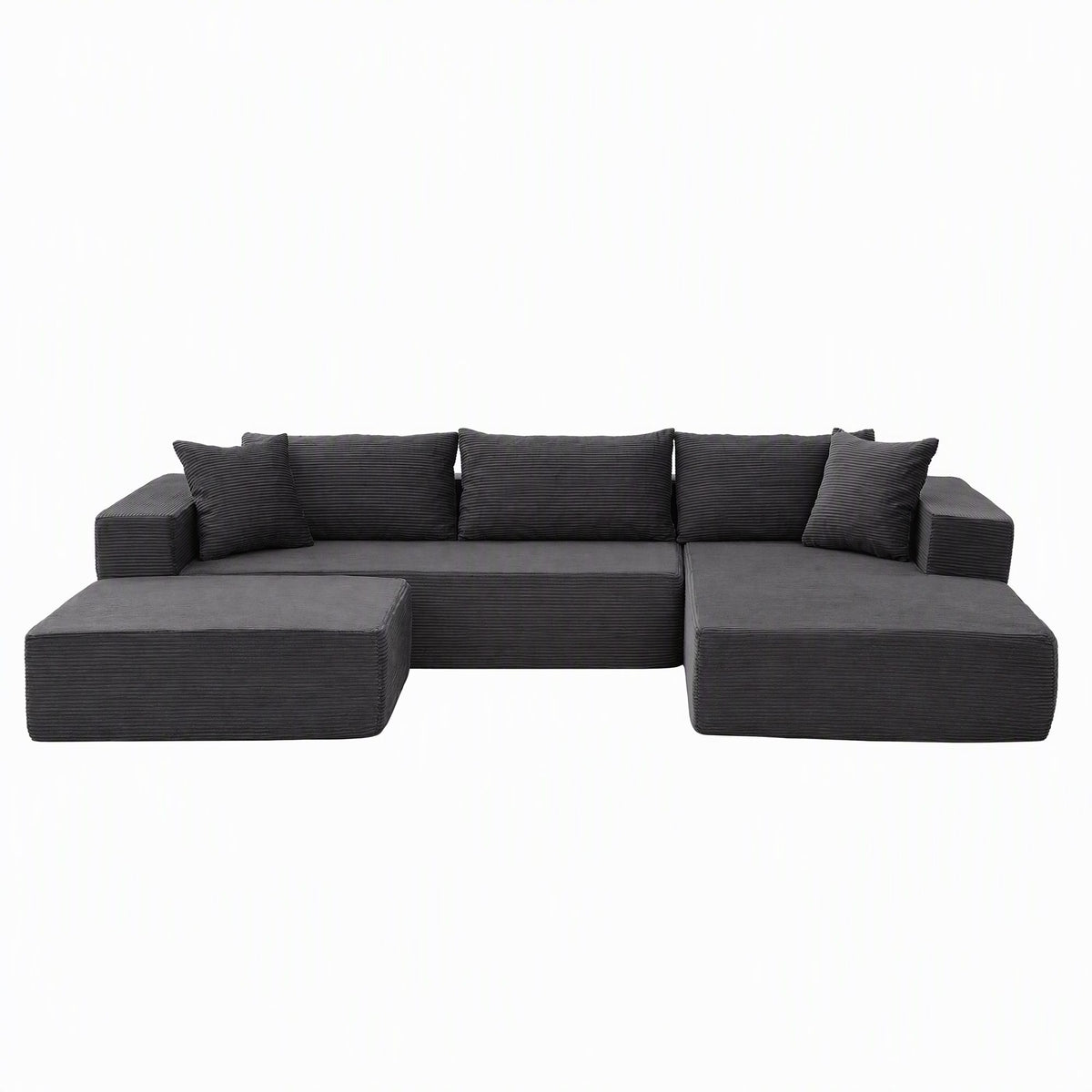 Artiss Modular Sectional Sofa Bed U-Shape 4-Seater Couch Chaise Ottoman Corduroy