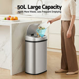 Devanti 50L Sensor Bin Motion Rubbish Automatic Silver