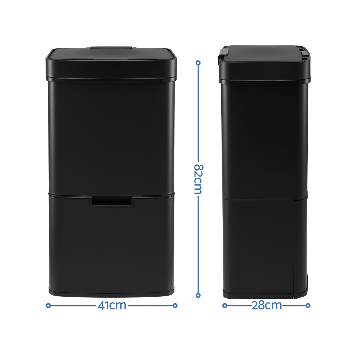 Devanti 72L Sensor Bin Rubbish Bins 4-in-1 Compartment Stainless Steel Trash Can Black