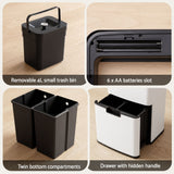 Devanti 72L Sensor Bin Rubbish Bins 4-in-1 Compartment Stainless Steel Trash Can White