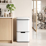 Devanti 72L Sensor Bin Rubbish Bins 4-in-1 Compartment Stainless Steel Trash Can White