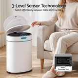 Devanti 20L Automatic Sensor Bin Touchless Rubbish Waste Bin White Kitchen