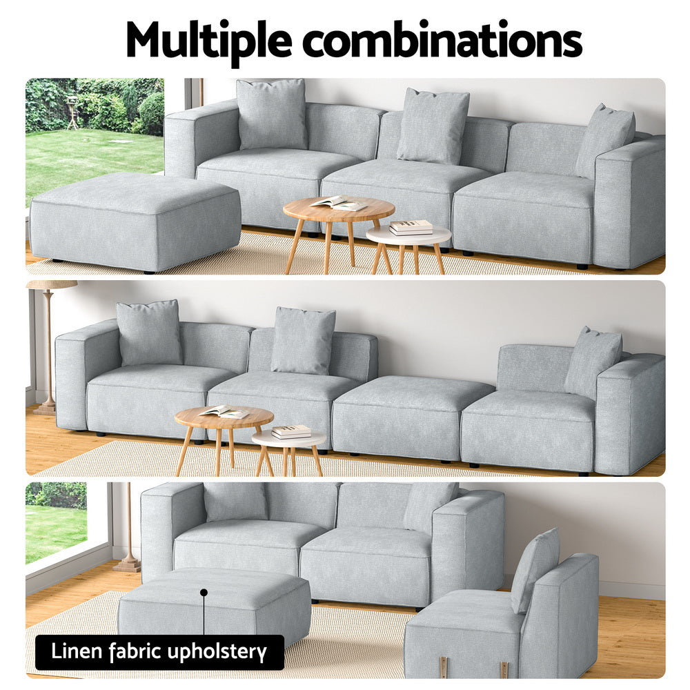 Alvin Modular Sofa Chaise Set 4-Seater Grey