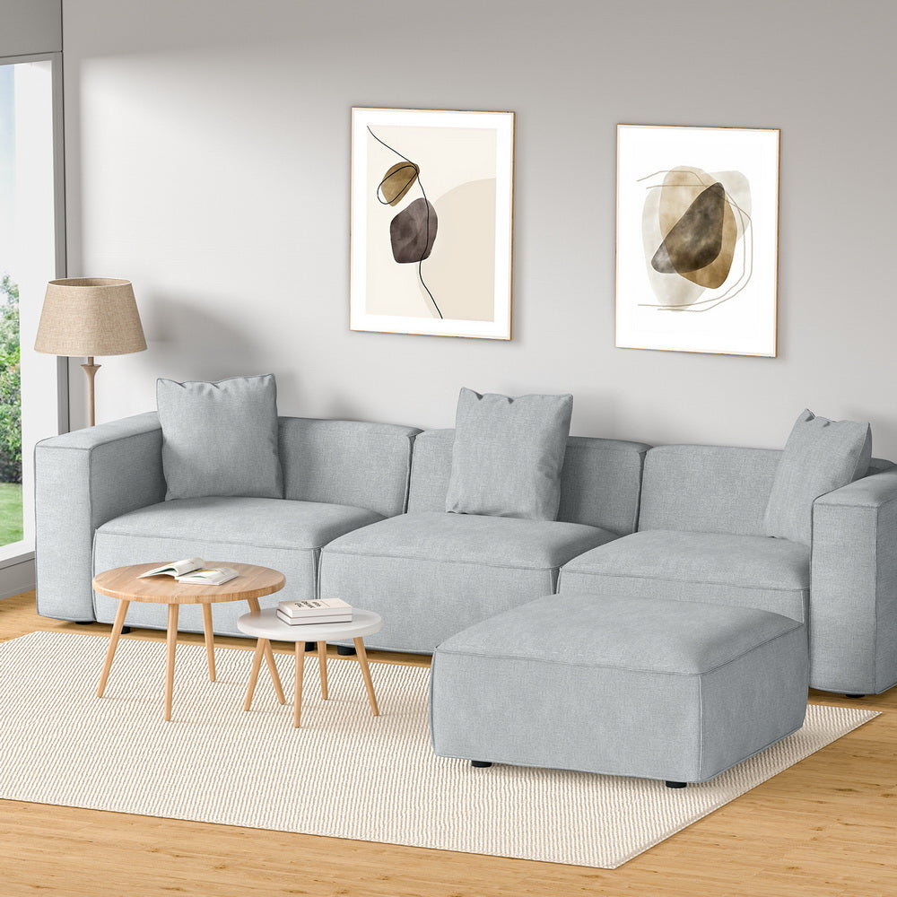 Alvin Modular Sofa Chaise Set 4-Seater Grey