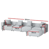 Alvin Modular Sofa Chaise Set 5-Seater Grey