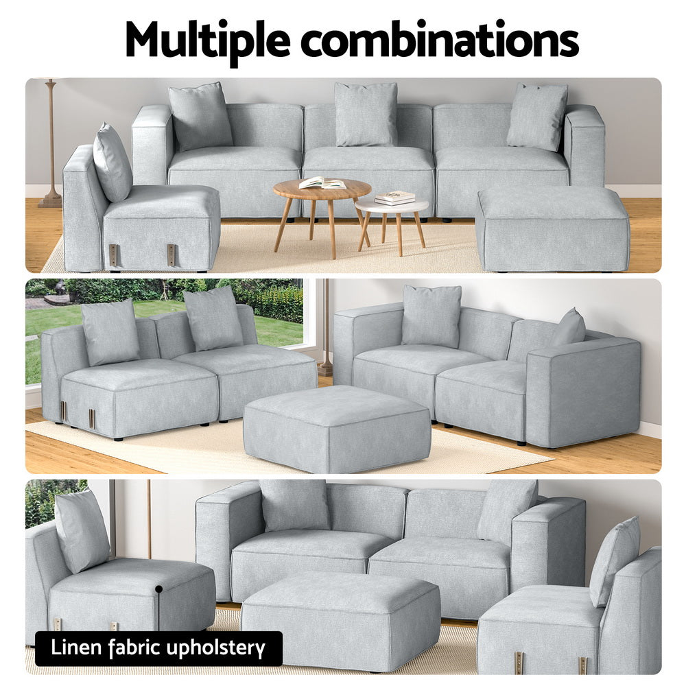 Alvin Modular Sofa Chaise Set 5-Seater Grey