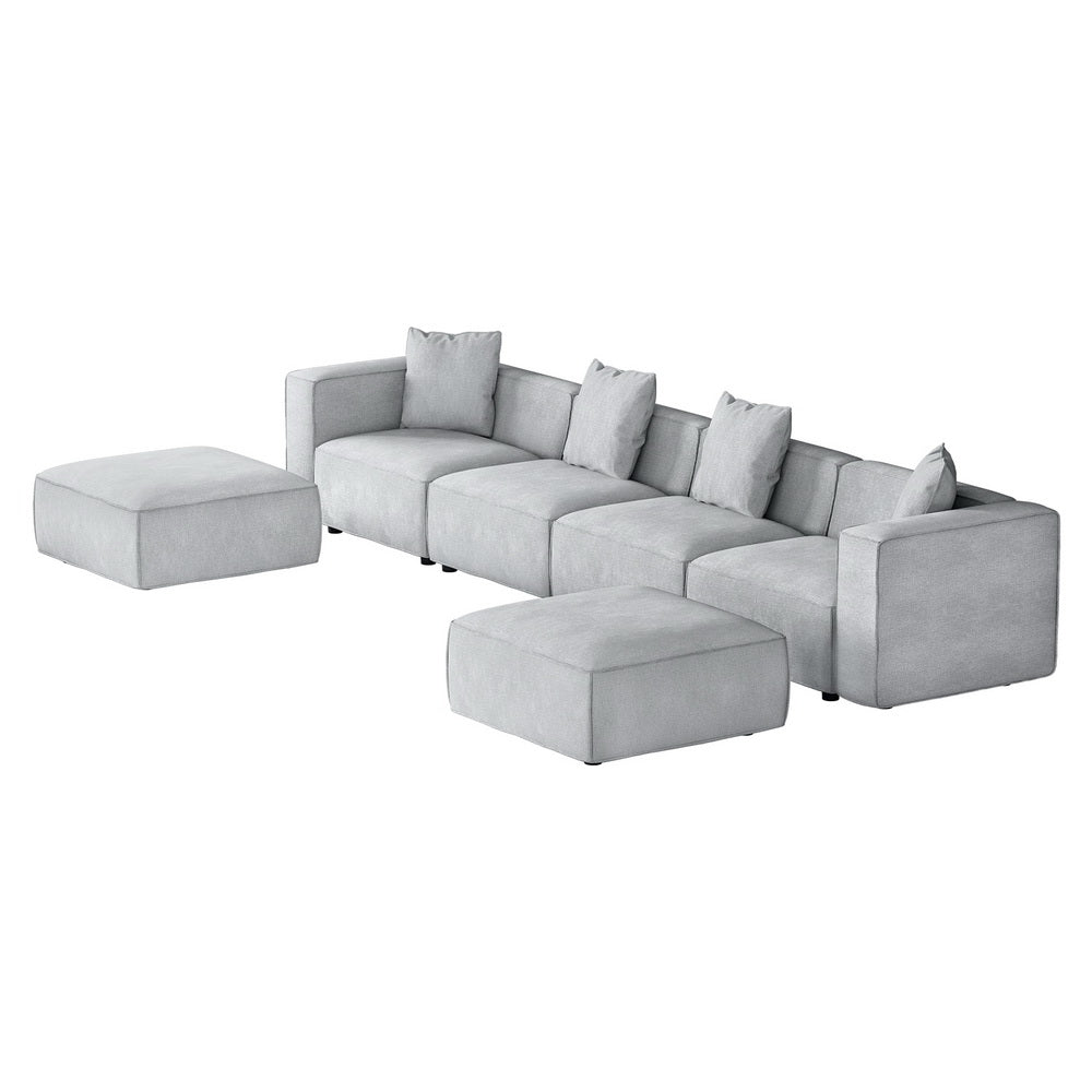 Alvin Modular Sofa Chaise Set 6-Seater Grey