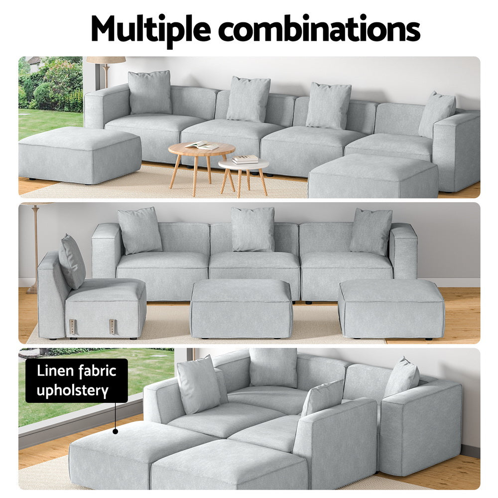 Alvin Modular Sofa Chaise Set 6-Seater Grey