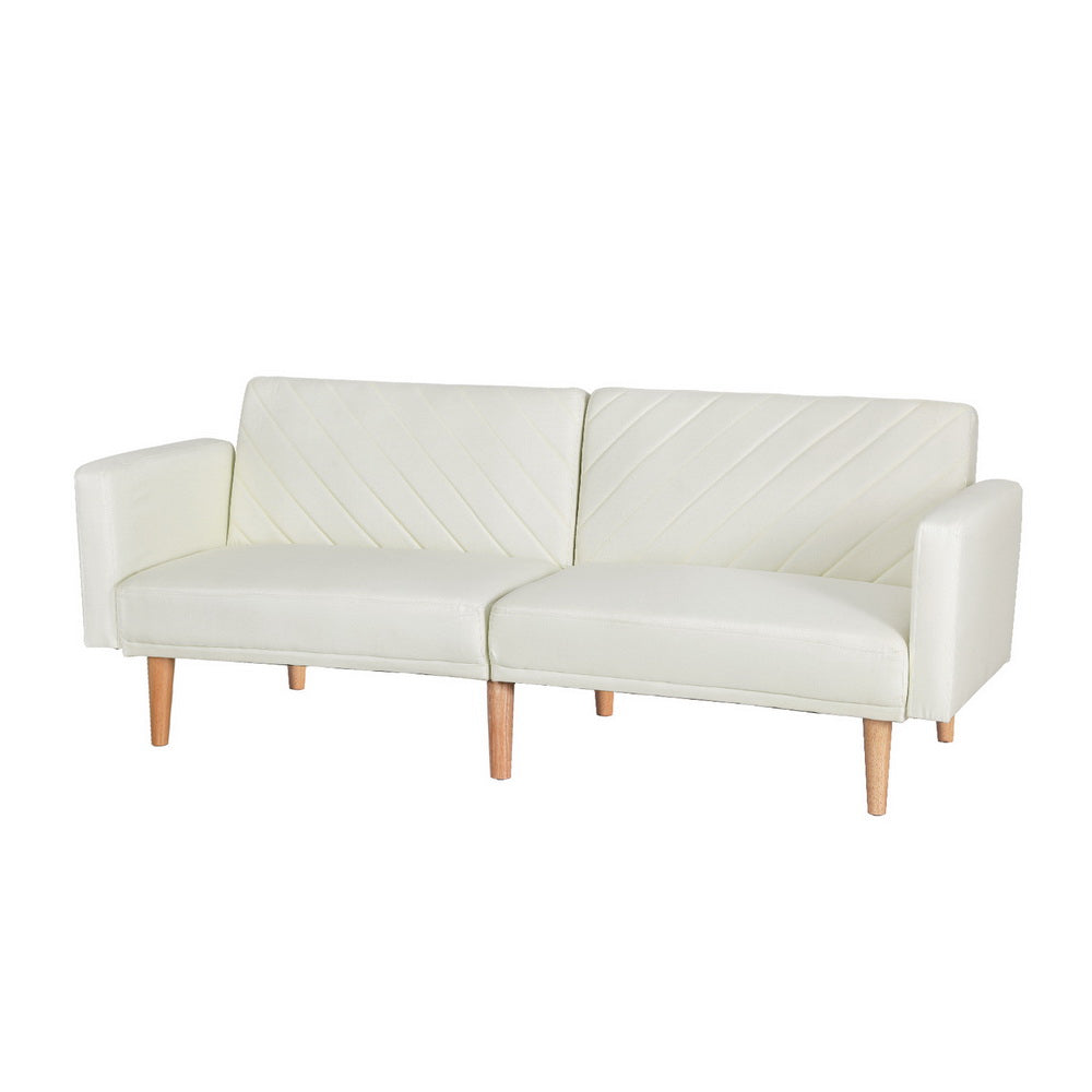 Sienna Sofa Bed 195CM Beige Faux Linen