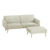 Scott Sofa Bed Ottoman 200CM Beige Faux Linen