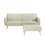 Scott Sofa Bed Ottoman 200CM Beige Faux Linen