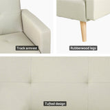 Scott Sofa Bed Ottoman 200CM Beige Faux Linen