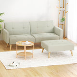 Scott Sofa Bed Ottoman 200CM Beige Faux Linen