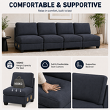 Artiss 4 Seater Modular Sofa Set Sectional Easy Assembly Dark Grey