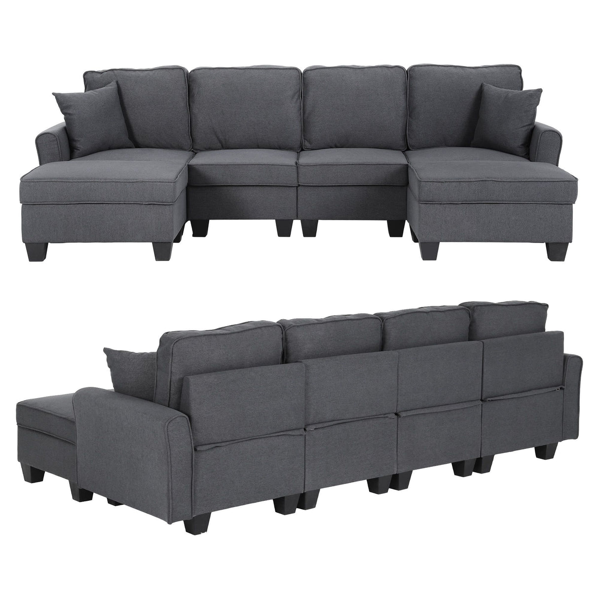 Artiss Modular Sectional U Shaped Storage Sofa Couches for Living Room Grey