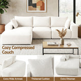 Artiss 3 Seater Modular Sofa Bed Sectional Boneless Couches for Living Room Corduroy Compressed Sofa White