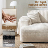 Artiss 3 Seater Modular Sofa Bed Sectional Boneless Couches for Living Room Corduroy Compressed Sofa White