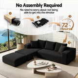 Artiss Modular Sofa Bed with Ottoman Sectional Boneless Couches for Living Room Corduroy Compressed Sofa Black