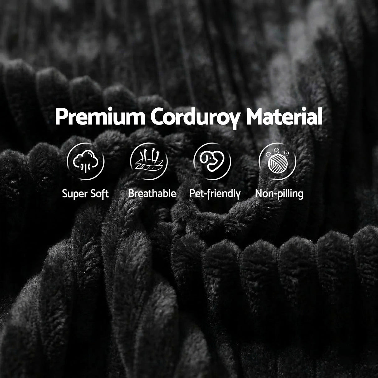 Artiss Modular Sofa Bed with Ottoman Sectional Boneless Couches for Living Room Corduroy Compressed Sofa Black