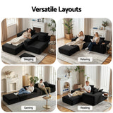 Artiss Modular Sofa Bed with Ottoman Sectional Boneless Couches for Living Room Corduroy Compressed Sofa Black