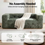 Artiss Comfort Boneless Sofa for Living Room Green Luxury Chenille