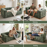 Artiss Comfort Boneless Sofa for Living Room Green Luxury Chenille