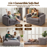 Artiss 2 Seater Corduroy Convertible Sofa Bed Pull Out Boneless Couch Grey