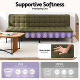 Artiss Sofa Bed, 1.9m 3-Seater Soft Innerspring Adjustable Couch Futon Chair for Apartment Dorm Living Room Office Study Bedroom, Green