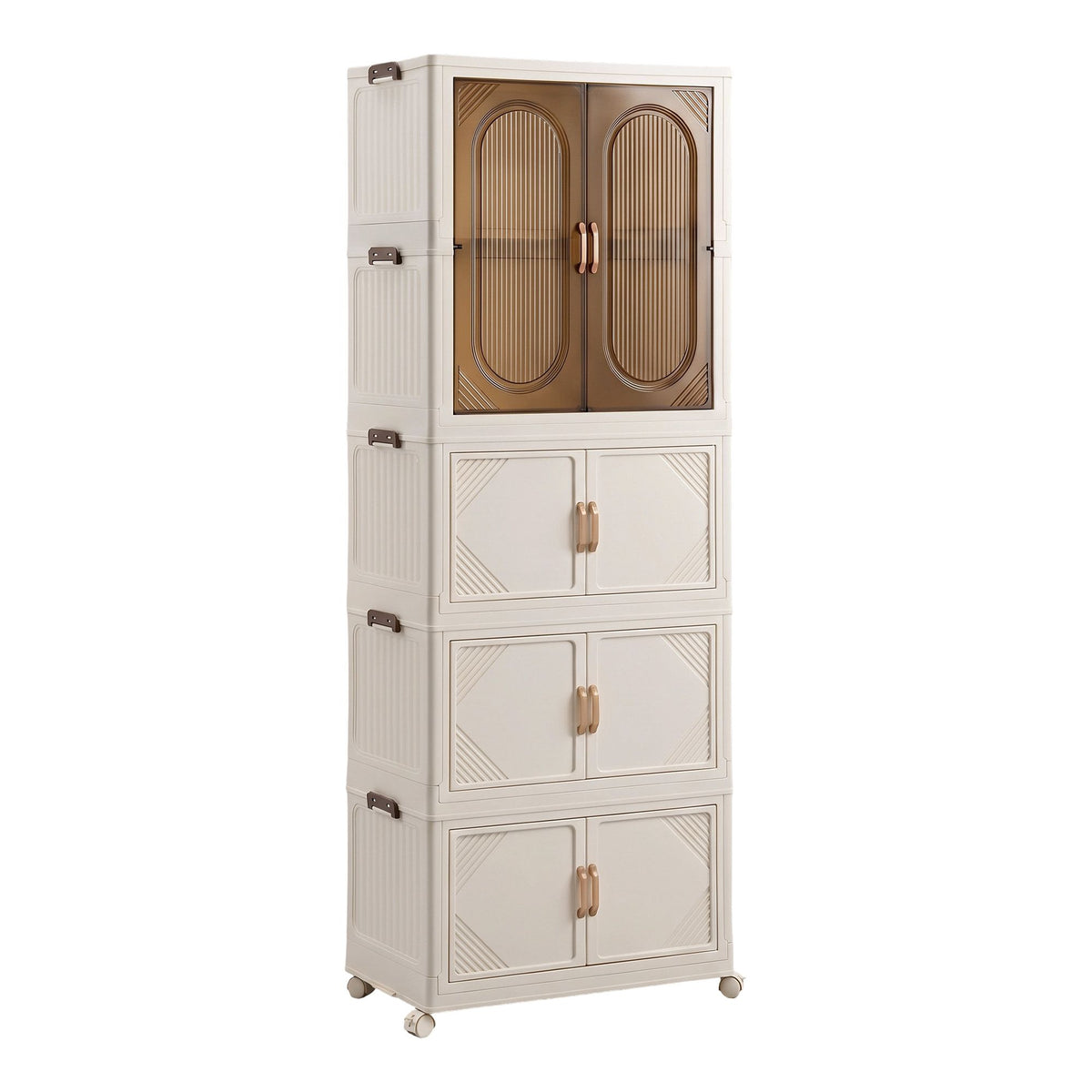 Artiss Foldable Storage Cabinet Stackable Box Wardrobe Clear Magnetic Door White