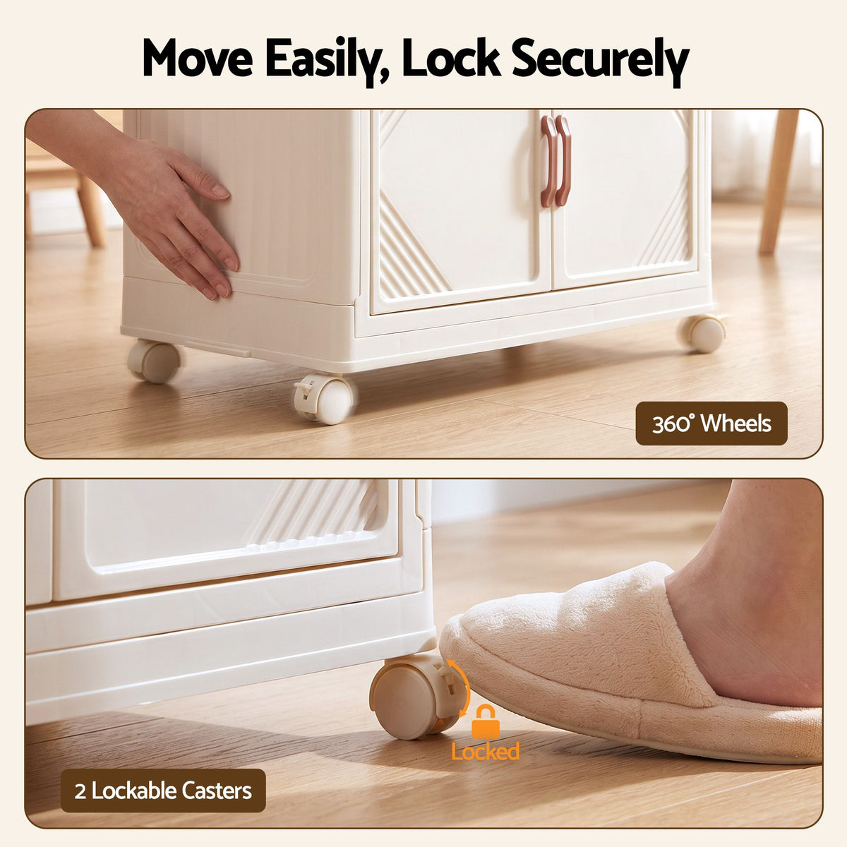 Artiss Foldable Storage Cabinet Stackable Box Wardrobe Clear Magnetic Door White