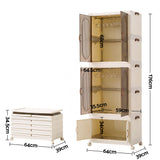 Artiss Foldable Storage Cabinet Stackable Wardrobe Box Clear Magnetic Door White