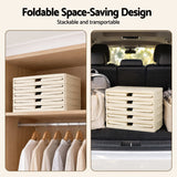 Artiss 5-Tier Foldable Storage Cabinet Stackable Box Clear Magnetic Door White