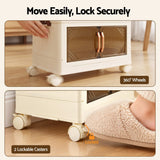 Artiss 5-Tier Foldable Storage Cabinet Stackable Box Clear Magnetic Door White