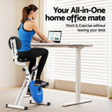 Artiss Under Desk Folding X-Bike with 120cm Automatic Standing Desk Magnetic Resistance White
