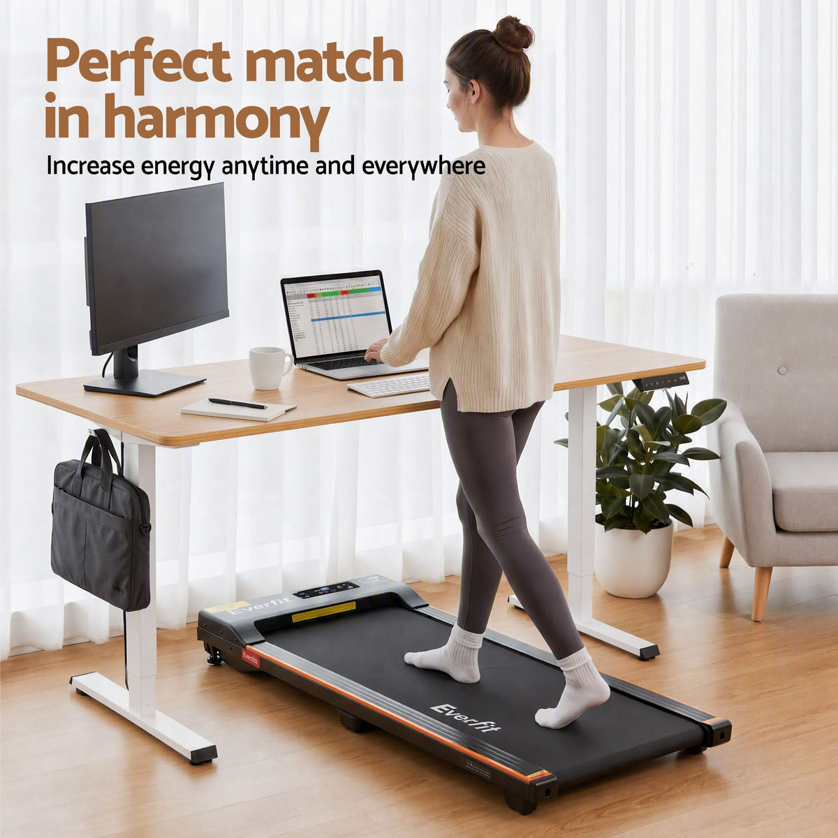Artiss 140cm Standing Desk Treadmill Motorised Natural Wood