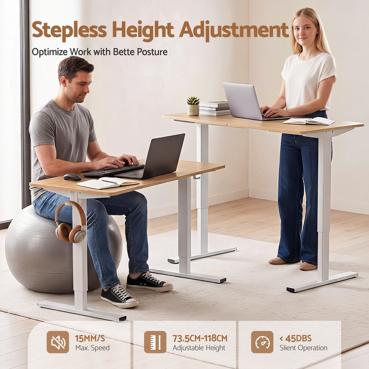 Artiss 140cm Standing Desk Treadmill Motorised Natural Wood