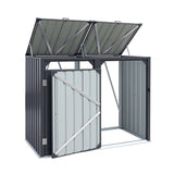 Giantz Bin Shed Double Wheelie Waste Bins Storage Steel Garden Enclosure Grey
