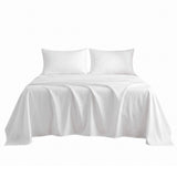 Giselle King 500TC Cotton 4Pcs Sheet Set with 40cm Extra Deep Pocket for Thick Mattresses Sateen Weave for Sweaty Nights White