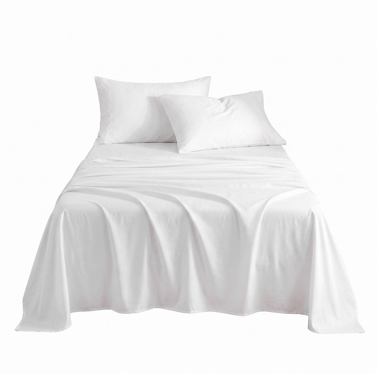 Giselle Kingsingle 500TC Cotton 4Pcs Sheet Set with 40cm Extra Deep Pocket for Thick Mattresses Sateen Weave for Sweaty Nights White
