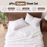 Giselle Queen 500TC Cotton 4Pcs Sheet Set with 40cm Extra Deep Pocket for Thick Mattresses Sateen Weave for Sweaty Nights White