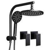 Cefito 9'' Rain Shower Head Set Handheld Round High Pressure Twins Tap Black