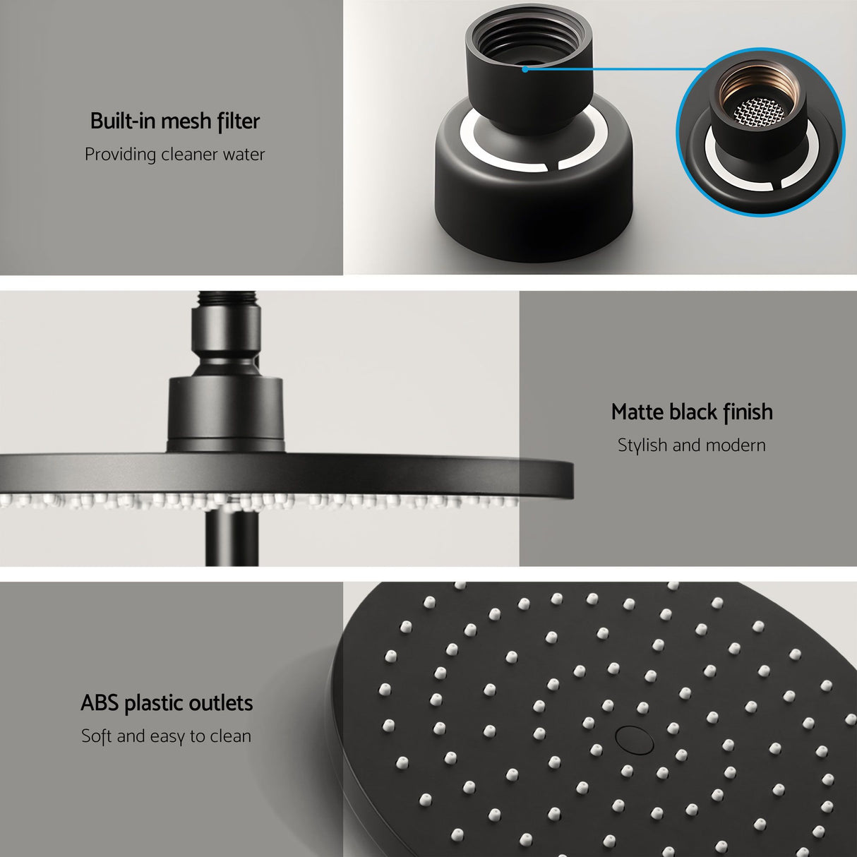 Cefito 9'' Rain Shower Head Set Handheld Round High Pressure Twins Tap Chrome