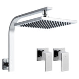 Cefito 8'' Rain Shower Head Wall Arm Square High Pressure Twins Tap Chrome