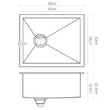 Cefito Kitchen Sink 45X39CM Stainless Steel Basin Single Bowl Silver