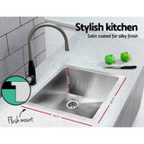 Cefito Kitchen Sink 44X44CM Stainless Steel Basin Single Bowl Silver